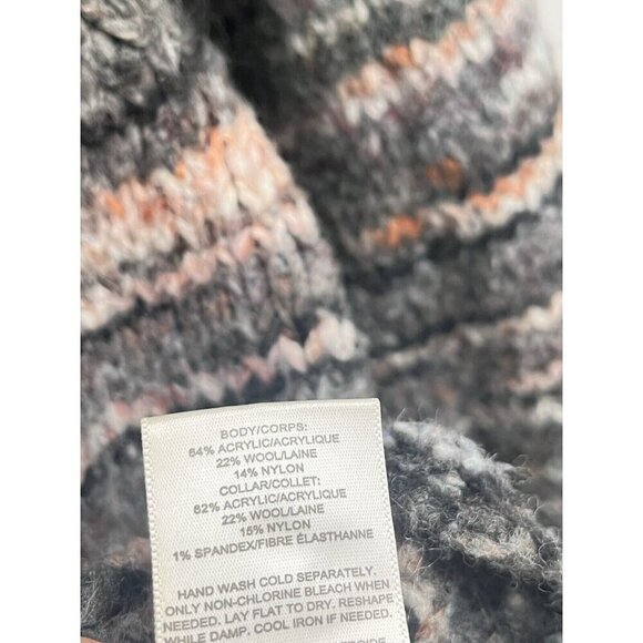 Express Chunky Knit Wool Blend Striped Sweater Brown Sz Large - Picture 5 of 6